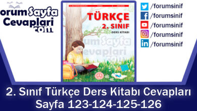 2. Sınıf Türkçe Ders Kitabı 123-124-125-126. Sayfa Cevapları MEB Yayınları