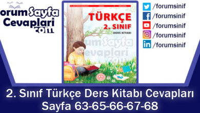 2. Sınıf Türkçe Ders Kitabı 63-65-66-67-68. Sayfa Cevapları MEB Yayınları