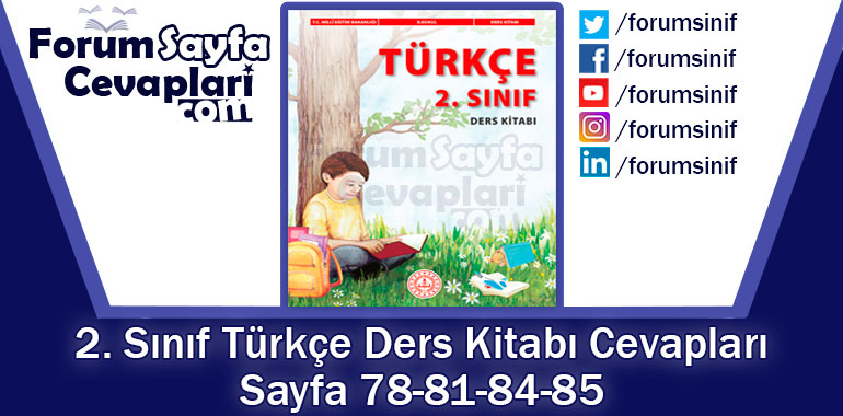 2. Sınıf Türkçe Ders Kitabı 78-81-84-85. Sayfa Cevapları MEB Yayınları