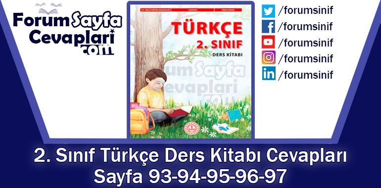 2. Sınıf Türkçe Ders Kitabı 93-94-95-96-97. Sayfa Cevapları MEB Yayınları