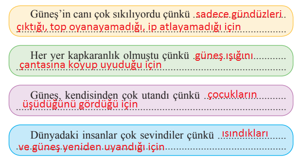 2. Sınıf Türkçe Ders Kitabı 65-68-69-70-71-72-73. Sayfa Cevapları Bilim ve Kültür Yayınları