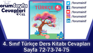 4. Sınıf Türkçe Ders Kitabı 72-73-74-75. Sayfa Cevapları MEB Yayınları