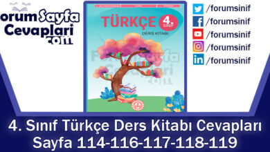 4. Sınıf Türkçe Ders Kitabı 114-116-117-118-119. Sayfa Cevapları MEB Yayınları