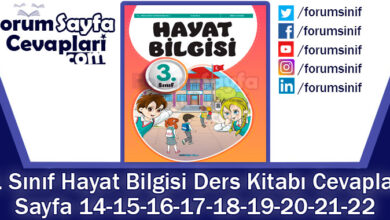 3. Sınıf Hayat Bilgisi Ders Kitabı Sayfa 14-15-16-17-18-19-20-21-22 Cevapları SDR İpekyolu Yayıncılık