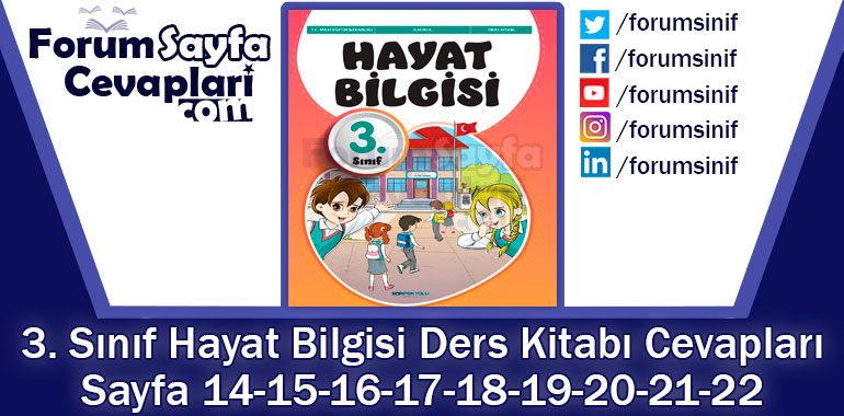 3. Sınıf Hayat Bilgisi Ders Kitabı Sayfa 14-15-16-17-18-19-20-21-22 Cevapları SDR İpekyolu Yayıncılık