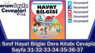 3. Sınıf Hayat Bilgisi Ders Kitabı Sayfa 31-32-33-34-35-36-37 Cevapları SDR İpekyolu Yayıncılık