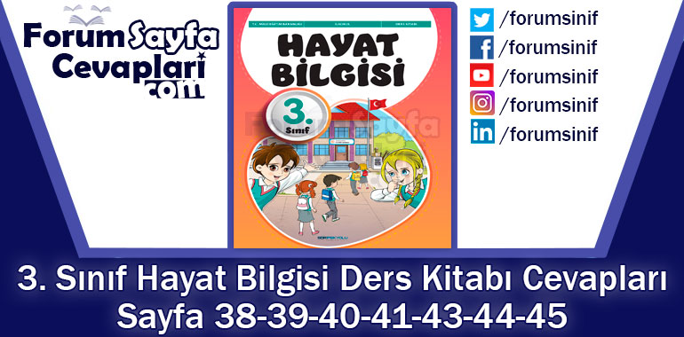 3. Sınıf Hayat Bilgisi Ders Kitabı Sayfa 38-39-40-41-43-44-45 Cevapları SDR İpekyolu Yayıncılık