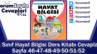 3. Sınıf Hayat Bilgisi Ders Kitabı Sayfa 46-47-48-49-50-51-52 Cevapları SDR İpekyolu Yayıncılık