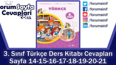 3. Sınıf Türkçe Ders Kitabı Sayfa 14-15-16-17-18-19-20-21. Cevapları İlke Yayıncılık