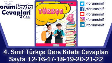 4. Sınıf Türkçe Ders Kitabı 12-16-17-18-19-20-21-22. Sayfa Cevapları TUNA Yayıncılık