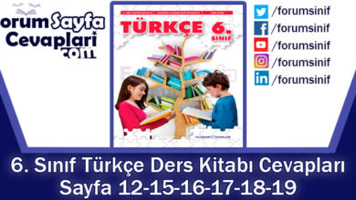 6. Sınıf Türkçe Ders Kitabı Sayfa 12-15-16-17-18-19. Cevapları Yıldırım Yayınları