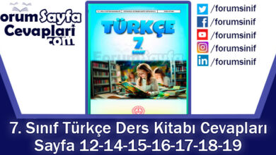 7. Sınıf Türkçe Ders Kitabı 12-14-15-16-17-18-19. Sayfa Cevapları MEB Yayınları